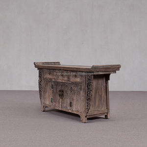 خزانة صينية عتيقة مصنوعة يدويًا من الخشب الصلب صديقة للبيئة بتصميم وابي-سابي، أثاث قديم معاد تدويره مريح لغرفة المعيشة - Product Image 3