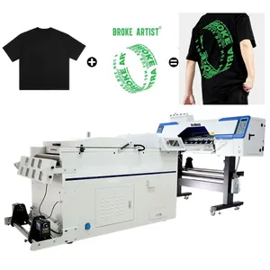 Hot selling 60cm dtf direct to film printer with two i3200 printheads and powder shaking machine all in one for garment label