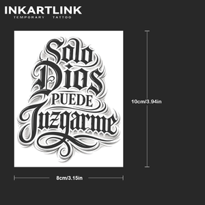 INKARTLINK Autocollant de tatouage semi-permanent personnalisé « Solo Dios Puede Juzgarme » pour le corps, imperméable, longue durée (1-2 semaines), encre Jagua - Product Image 3