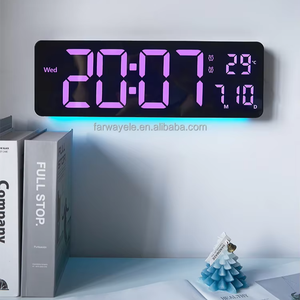 16 "kỹ thuật số Đồng hồ treo tường lớn hiển thị với RGB màu điều khiển từ xa tự động độ sáng lớn đồng hồ với đèn ban đêm tự động DST - Product Image 2