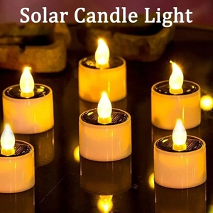 Juego de 6 Velas <span class=keywords><strong>Solares</strong></span> LED, Ahorro de Energía, Impermeables, con Llama parpadeante sin Fuego, <span class=keywords><strong>para</strong></span> Decoración de Jardín Exterior - Product Image 1