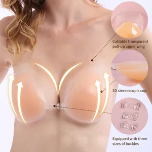 Women Adhesive Underwear Trangel Shape Transparent Lift Tape Strapless Backless Silicone Bra Suppliers