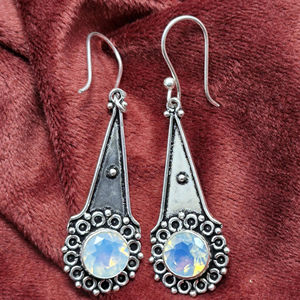 Trending Handmade Fire Opal Dangle <b>Earrings</b> 925 Sterling Silver Boho Vintage Jewelry Gift - Product Image 1