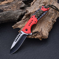 Couteau de poche avec manche en paracorde, couteau pliant multifonctionnel pour la survie et le camping