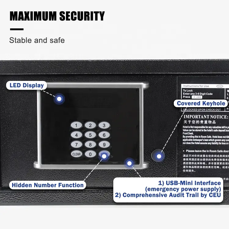 JIMBO Steel Security Smart Money Electronic Hotel Safe Box