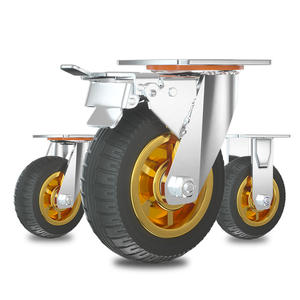 Durável silencioso 4in 6in 8in 100kg carga pesada <span class=keywords><strong>industrial</strong></span> bloqueio giratório rodízio de borracha com freio duplo - Product Image 4