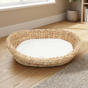 Cama Ovalada para Gatos de Jacinto de Agua, Ecológica, Minimalista, para Sala de Estar, Duradera, para Todas las Estaciones, Patrón Sólido No Removible - Product Image 6