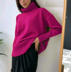 Servizio OEM, Prodotto di Tendenza Autunno Inverno, Maglioni a Collo Alto per Donna, Top Caldi Oversize, Pullover Lavorati a <span class=keywords><strong>Maglia</strong></span> - Product Image 4