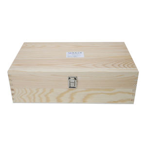 2er Pack Holz Wein kiste für Einzel flasche Unfertige Holz Nautische <span class=keywords><strong>Box</strong></span> für Wein Naturholz Fall mit Griff für Bastel geschenke - Product Image 2