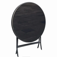 Table d'appoint en métal pour patio la moins chère avec dessus en verre trempé Table à manger Bistro pour arrière-cour extérieure, table basse noire