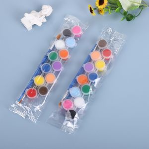 Ensemble de peinture miniature réutilisable, 12 couleurs, bandes de peinture acrylique avec 2 pinceaux, pots de peinture acrylique non toxiques - Product Image 4