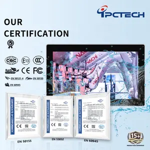 شاشة ipctech تعمل باللمس بسعة 15.6 بوصة مقاومة للماء IP65، مزودة بمروحة، يمكن توصيلها باللمس