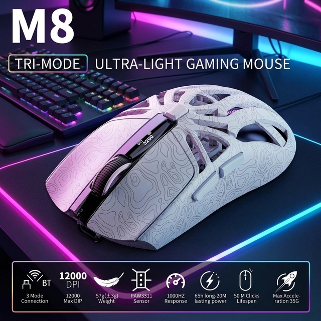 12000 Dpi Paw3311 Gamer Mouse Rechargeable Wholesale Custom Optical Wireless Gaming Mouse With Charging Base