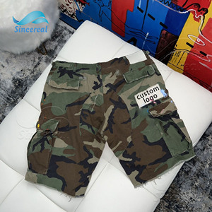 Pantalones Cortos Cargo Personalizados, Holgados, con Estampado Digital Completo, Bordado de Letras, Parche, de Lona, Sarga, Camuflaje - Product Image 1