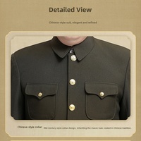 Costume classique rétro vert Zhongshan pour hommes, blazer d'affaires de haute qualité à col montant, veste pour occasions formelles