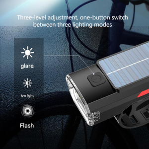 Faro Solare Ricaricabile con Porta Type-C Integrata per Ciclismo Notturno, Luce LED Anteriore per Bicicletta in Materiale ABS, Alimentazione a Batteria - Product Image 6