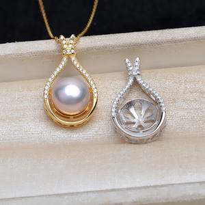 S925 Silver Pendant with 4mm Bottom Holder DIY Pearl 11-12mm Accessories 11-12mm Semi-Finished Product with <b>Concealer</b> Pendant - Product Image 1