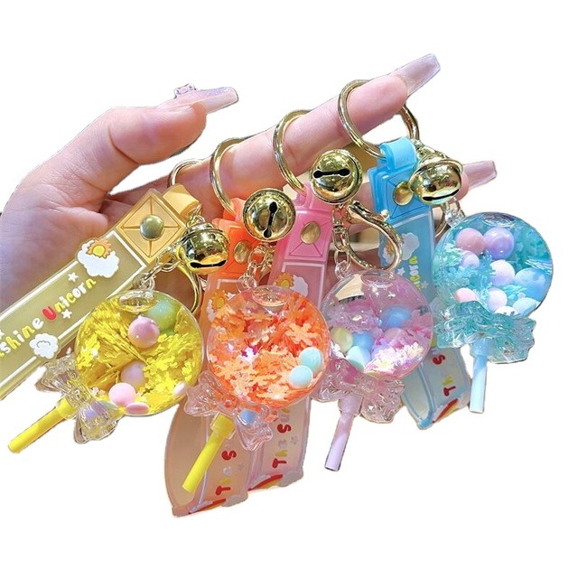 Factory Direct Cute Oil 3d Floating Floating Little Yellow Duck Lollipop Car Personalized Kpop Keychains