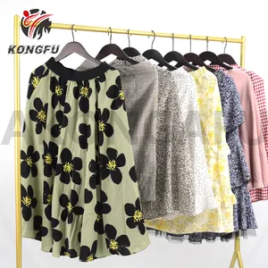 AKONGFU ladies cotton long satin skirt mixed apparel stock wholesale maxi floral pencil pleated skirts for women 2023