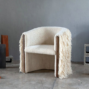 Heritage Craft Handmade Living Room Faux Wool Fringe <strong>Occasional</strong> <strong>Chair</strong> Wooden Formal Farmhouse Tassel Dining Room <strong>Chairs</strong> <strong>for</strong> <strong>Sale</strong> - Product Image 6