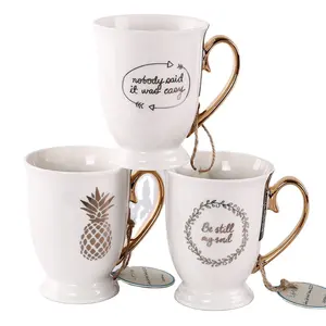 Persönliche Schneider Keramik Porzellan benutzer definierte Logo Druck Kaffeetasse mit Luxus Gold Griff von Hand Pinsel neue Bone China