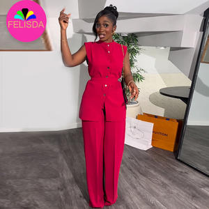 Women Wide Leg Pant Two Piece Set Shirt Top Cuffed Pants Suit Loose High Waist Elegant Trousers Suits 2 Piece Set Women <strong>Clothing</strong> - Product Image 1