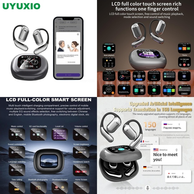 Lightweight AI Translator Earbuds 144 Languages Wireless Open Ear Headset Real Time Voice Interpreter for Global Tourism Travel