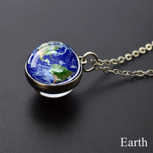 Collier de système solaire phosphorescent, pendentif boule de cristal à neuf planètes, lune et galaxie - Product Image 6