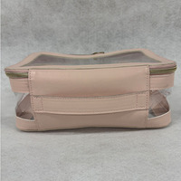 Pochette de voyage pour maquillage, personnalisée avec logo imprimé, mini, transparente, en PVC, avec fermeture éclair, grande, résistante à l'eau, durable, avec poignée souple, tendance