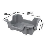 QS Precision Agriculture Optimisé Sanitaire Gris 600x400x190mm Offset Empilage Insecte Élevage Conteneur