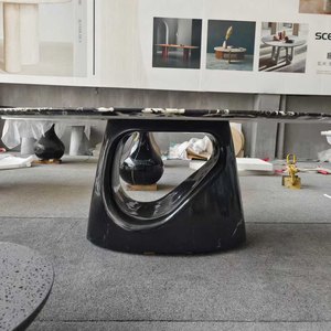 Tavolino <span class=keywords><strong>da</strong></span> Caffè in Marmo Bianco e Nero Stile Italiano Moderno, Arredamento in Pietra Naturale Personalizzato per Soggiorno e Hotel - Product Image 4