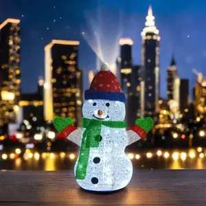 24" USB Eight-function Timing Remote Control 33 LED Lights White Sheet Messy Mesh Cloth + Green Onion Cloth Snowman