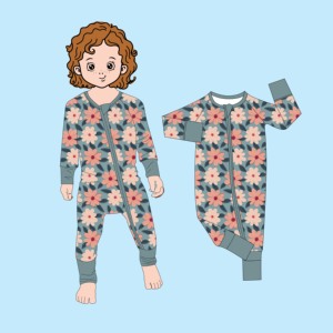 Pabrik Kustom OEM Qingli, Romper Bayi Lengan Panjang Bahan Bambu, Tanpa Minimum Order, Motif Bunga, Pakaian Bayi Baru Lahir yang Lucu - Product Image 4