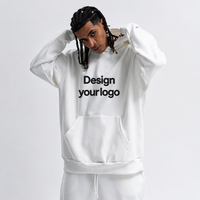 Pull à capuche en coton doublé polaire personnalisé avec logo OEM pour homme, coupe ample, style américain, col montant, qualité supérieure, couleur unie
