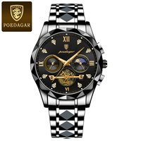 POEDAGAR 996 Vente directe d'usine Montre chronographe de marque haut de gamme funky Logo personnalisé Prix bas Montres à quartz pour hommes Bracelet en acier inoxydable