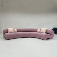 Modernes Italienisches Minimalistisches Modulares Sofa-Set Halbkreisförmig Gebogen Stoffbezug Schaumstoff-Füllung Edelstahl Wohnzimmer