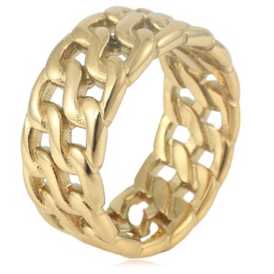 yunnique Fashion <b>Rings</b> <b>Titanium</b> Steel Hollow Chain <b>Ring</b> Gold Men's Accessory Geometric Design Gift Jewelry FY28080 - Product Image 1