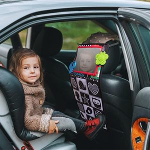 Jouets sensoriels Montessori en tissu noir et blanc à fort contraste pour bébé, miroir de sol pour le temps sur le ventre, jouet souple de voyage attachable, pour la literie et la salle de bain - Product Image 3
