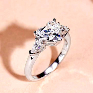 Anello a Forma di Cuore e Goccia, Design Stile Principessa, Anello da Dito per Donne - Product Image 6
