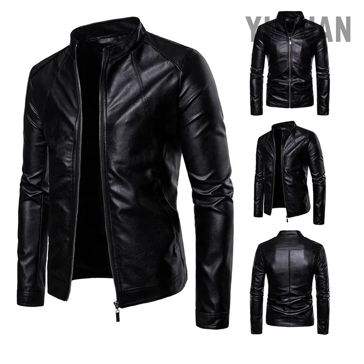 Fashion Designs Boys Classic Biker Jacket Motorcycle Pu Faux Leather Jacket For Mens Blazer Masculino Slim Fit Leather Coat