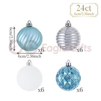 EAGLEGIFTS Offre d'échantillon à prix d'usine Boules de Noël uniques pour le festival Cadeau de Noël Argent Blanc Bleu Plastique Finition brillante