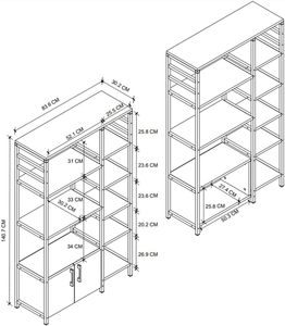 Open-Style Wooden Storage Shelf <strong>Unit</strong> Rustic Bookcase Display Stand Small <strong>Cupboard</strong> Metal Frame for Living Room Office Kitchen - Product Image 3