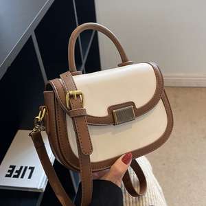 New Rivet Fashion Women's Handbag Solid Color Pattern Women's Saddle <b>Bag</b> - Product Image 4