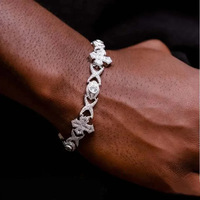 Collier Hip Hop Massif pour Homme en Laiton Plaqué Or 18K, Serti de Zircone Cubique, avec Maillons Entrelacés, Motifs Croix, Œil et Nœud X