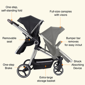Poussette bébé multifonctionnelle légère et pliable avec siège bidirectionnel, vue panoramique, bonne suspension et convertible - Product Image 5