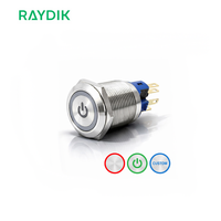 Interrupteur à bouton-poussoir métallique momentané ou à enclenchement, étanche IP54, avec LED RGB personnalisable, pour contrôle industriel