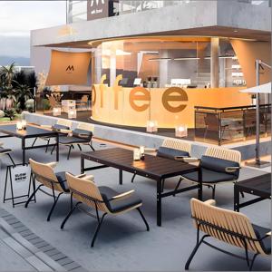 Ensemble de meubles de patio en corde tressée et aluminium pour l'extérieur, table et chaises en WPC pour café, bar, hôtel, grill et <span class=keywords><strong>terrasse</strong></span> - Product Image 3