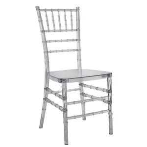 Vente en gros de chaises de mariage en acier inoxydable meubles empilables Tiffany pour événements chaise Chiavari avec coussins chaises en métal et bambou