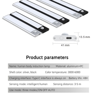 Smart <b>Wireless</b> Battery Usb Charging Motion Sensor Dimmable Under Wardrobe Cabinet Desk Light Household Electrical Appliances - Product Image 5