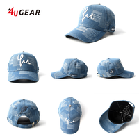 4UGEAR Personnalisé 2025 Casquette de Baseball en Denim de Haute Qualité Gorras 4U Hiphop Casquettes de Baseball Lavées Cowboy Snapback Chapeaux pour Femmes Hommes